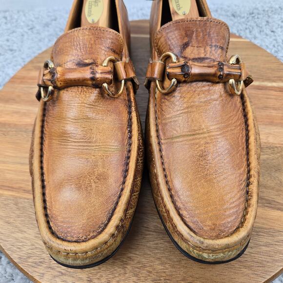 Zelli Mens 10.5M Brown Leather Patina Business Casual Wooden Horsebit Loafer main image 10